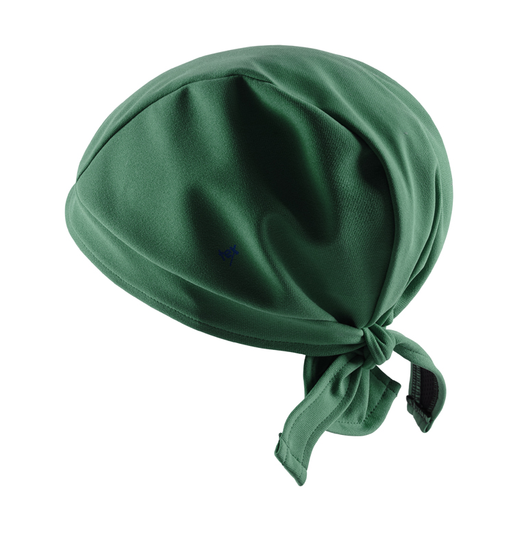 hairtex Tuch-Mützen, grün, mit Bändern